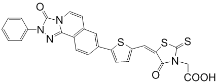 2-(5-(2,3-dihydro-3-oxo-2-phenyl-[1,2,4]triazolo[3,4-a]isoquinolin-8-yl)thiophen-2-yl)methylene)-4-oxo-2-thioxothiazolidin-3-yl)acetic acid